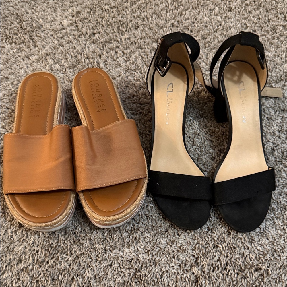 Women's Black and Tan Sandals